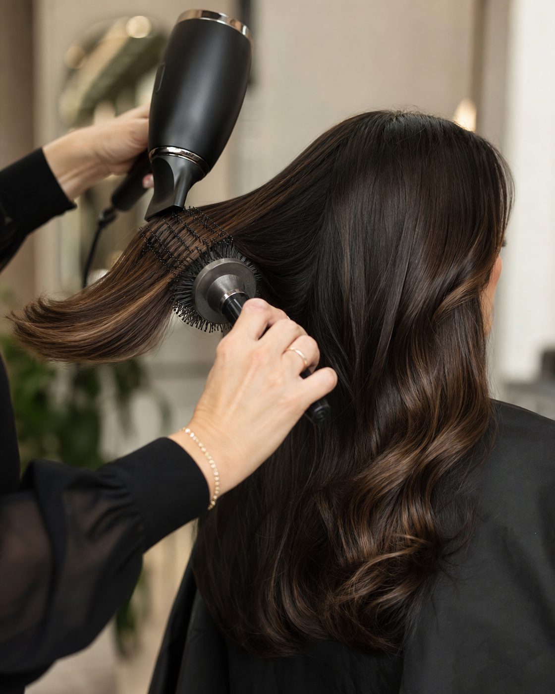 Soft wave blowdry styling